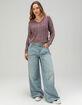 RSQ Womens Washed Cable Knit V-Neck Sweater image number 2