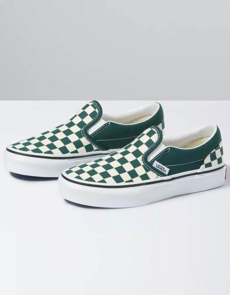 VANS Checkerboard Classic Slip-On Kids Shoes - TEAL - 382997034