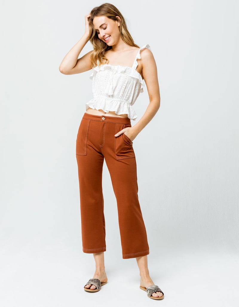 SKY AND SPARROW Pork Chop Pocket Womens Crop Flare Pants image number 3