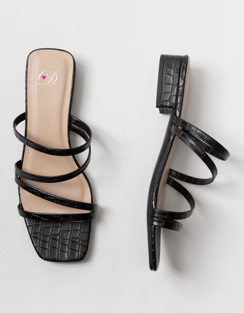 DELICIOUS Strappy Womens Black Low Block Heels image number 4