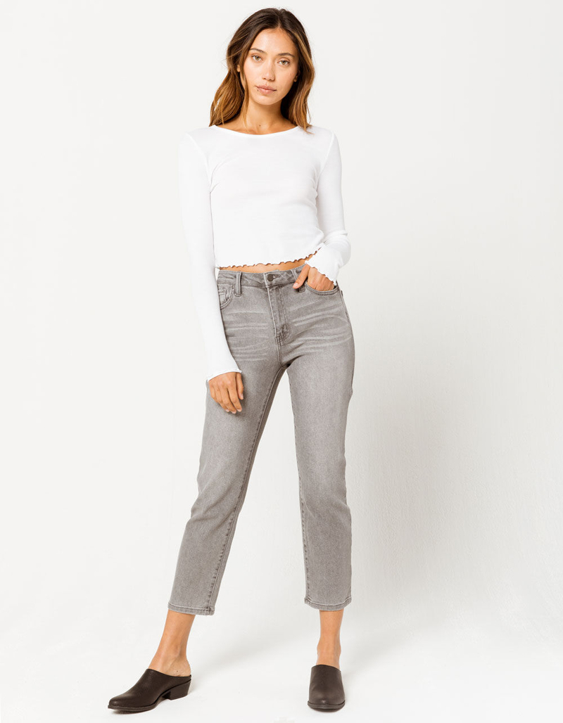 RSQ High Rise Gray Denim Womens Straight Leg Jeans image number 0