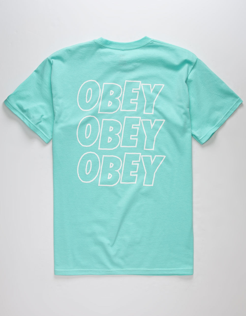 OBEY Stacked Mens Mint T-Shirt image number 0