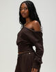 NECTAR CLOTHING Off The Shoulder Womens Long Sleeve Knit Top image number 3