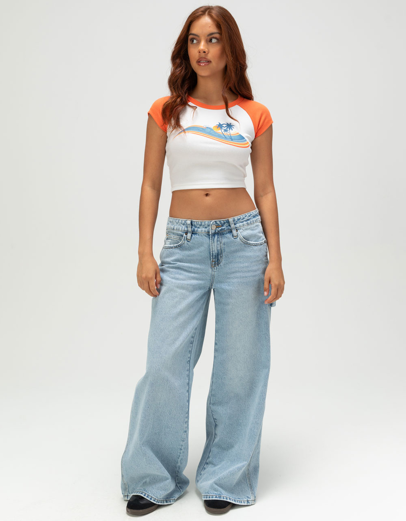 ROXY Wave Stripe Womens Raglan Baby Tee image number 1