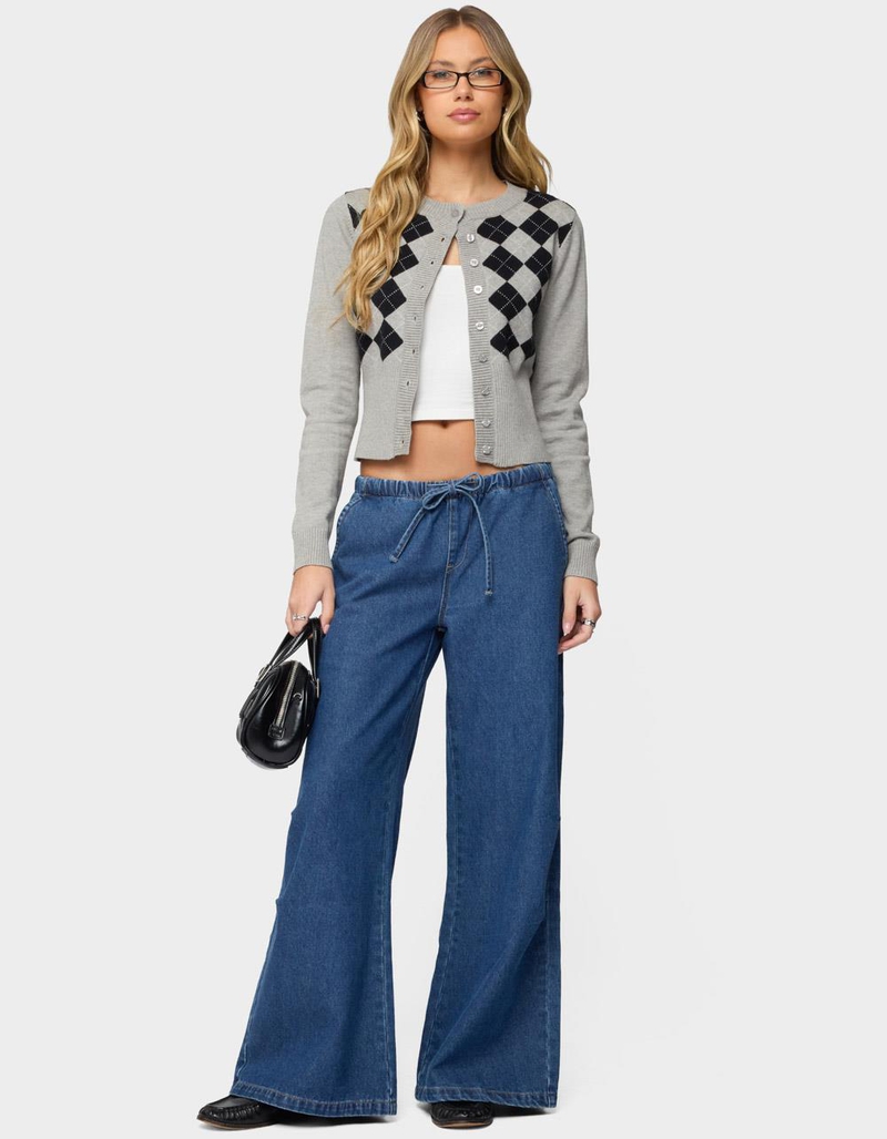 EDIKTED Vicky Tie Waist Low Rise Baggy Jeans image number 4