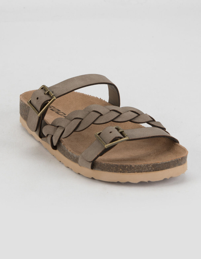 SODA Braided Buckle Girls Taupe Sandals image number 0