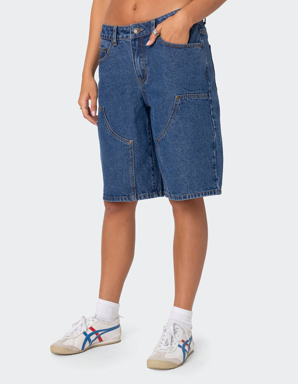 EDIKTED Jacqui Low Rise Denim Bermuda Shorts - LIGHT BLUE | Tillys