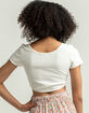 HEART & HIPS Scoop Neck Womens Soft White Crop Tee image number 3