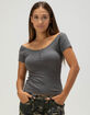 FULL TILT Womens Off The Shoulder Henley Top image number 1