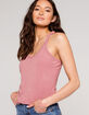 DESTINED Basic Ribbed Womens Pink Crop Tank Top image number 1