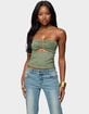 EDIKTED Kalina Cutout Faux Suede Strapless Top image number 1