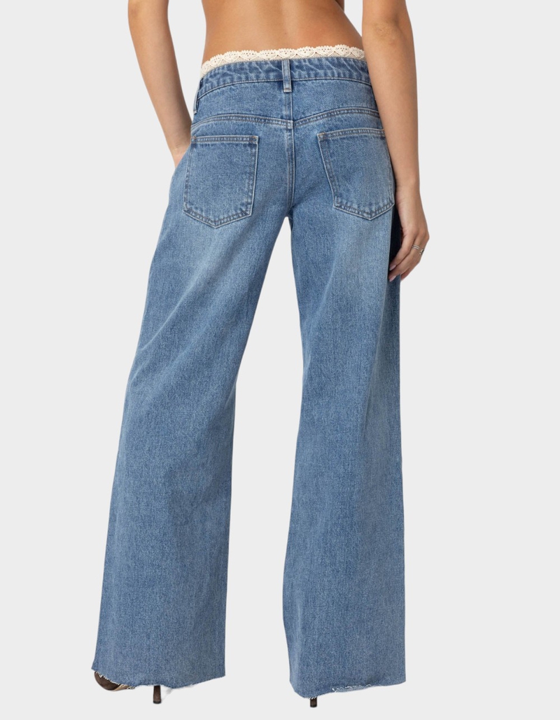 EDIKTED Karlie Lace Trim Jeans image number 4