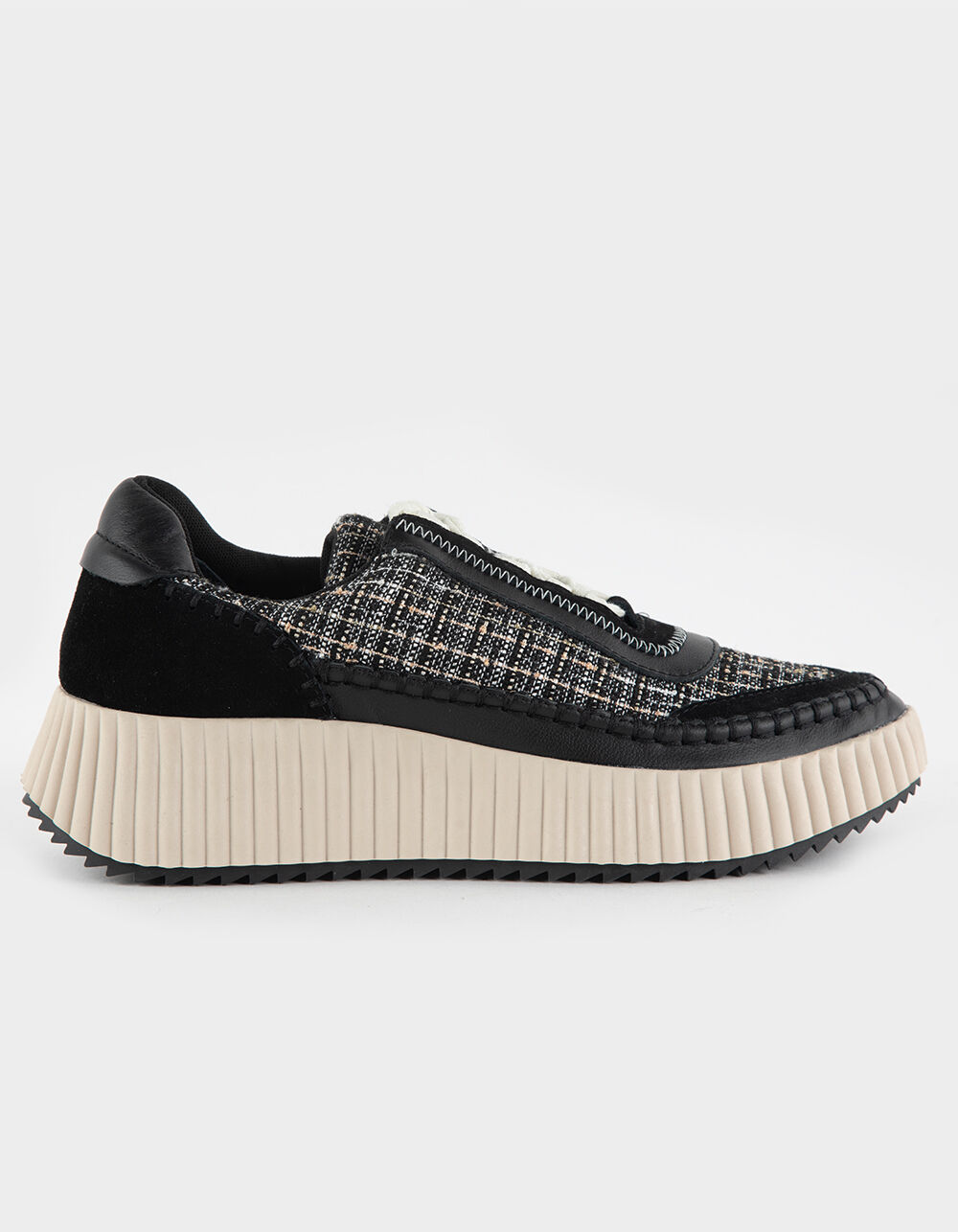 DOLCE VITA Women's Dolen Sneaker - Platform Lace-Up Shoes In Suede & Woven Knit