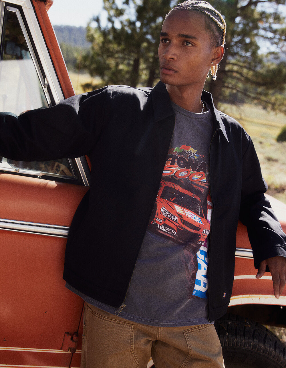 DICKIES Lined Eisenhower Mens Jacket - BLK/RED | Tillys