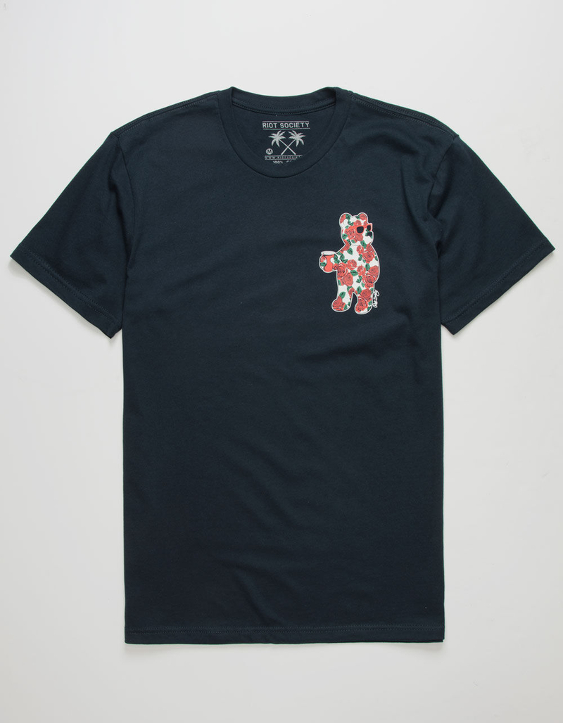 RIOT SOCIETY Rose Cup Bear Mens T-Shirt image number 0