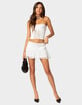 EDIKTED Lex Satin And Lace Ruffle Womens Mini Skirt image number 2