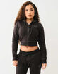 TRUE RELIGION Big T Womens Crop Shrunken Zip-Up Hoodie image number 2