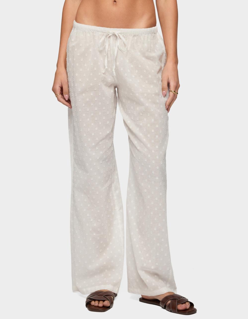 EDIKTED Embroidered Polka Dot Sheer Cotton Pants image number 0