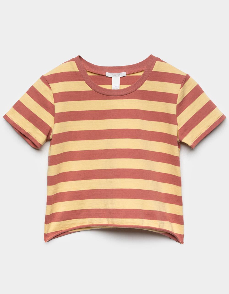 FULL TILT Stripe Girls Yellow Combo Boxy Tee image number 1