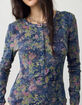 FREE PEOPLE Jamie Womens Printed Long Sleeve Henley Top image number 3