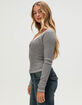RSQ Womens Lace Trim Long Sleeve Henley Top image number 3