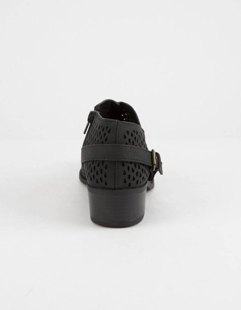 QUPID Perforated Low Black Womens Booties image number 3