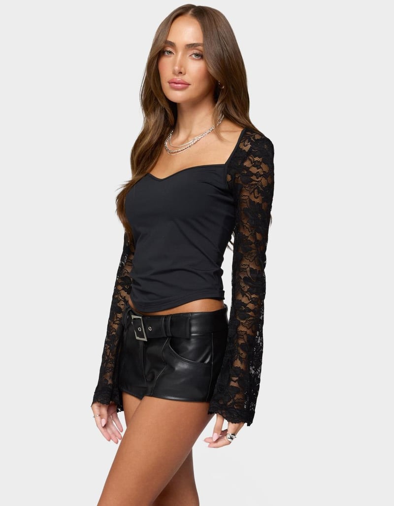 EDIKTED Kavita Lacey Bell Sleeve Top image number 1