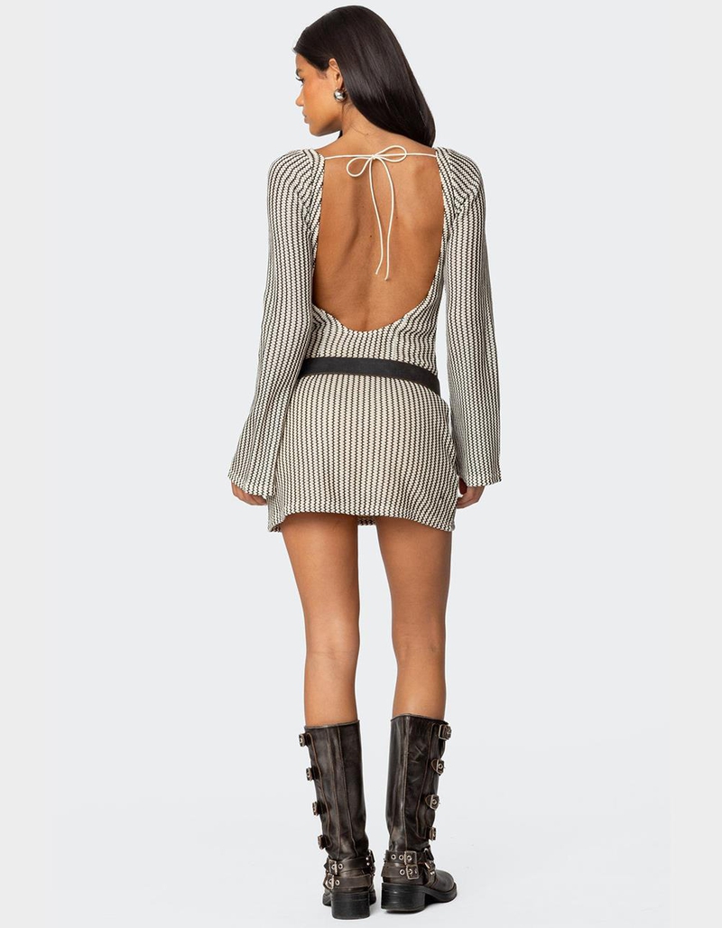 EDIKTED Boat Neck Crochet Mini Dress image number 1
