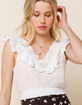 WEST OF MELROSE For The Frill Of It Crochet Trim Womens Top image number 1