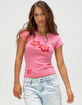 RSQ Womens Hibiscus Baby Tee image number 1