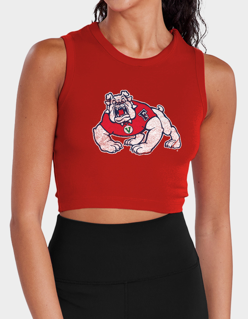FRESNO STATE UNIVERSITY Distressed Primary Logo Womens Cropped Tank Top