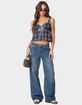 EDIKTED Plaid Lace Trim Tank Top image number 2