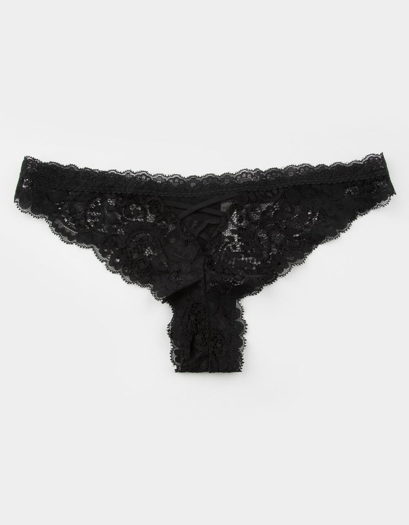 FULL TILT Lace Up Black Panties image number 0
