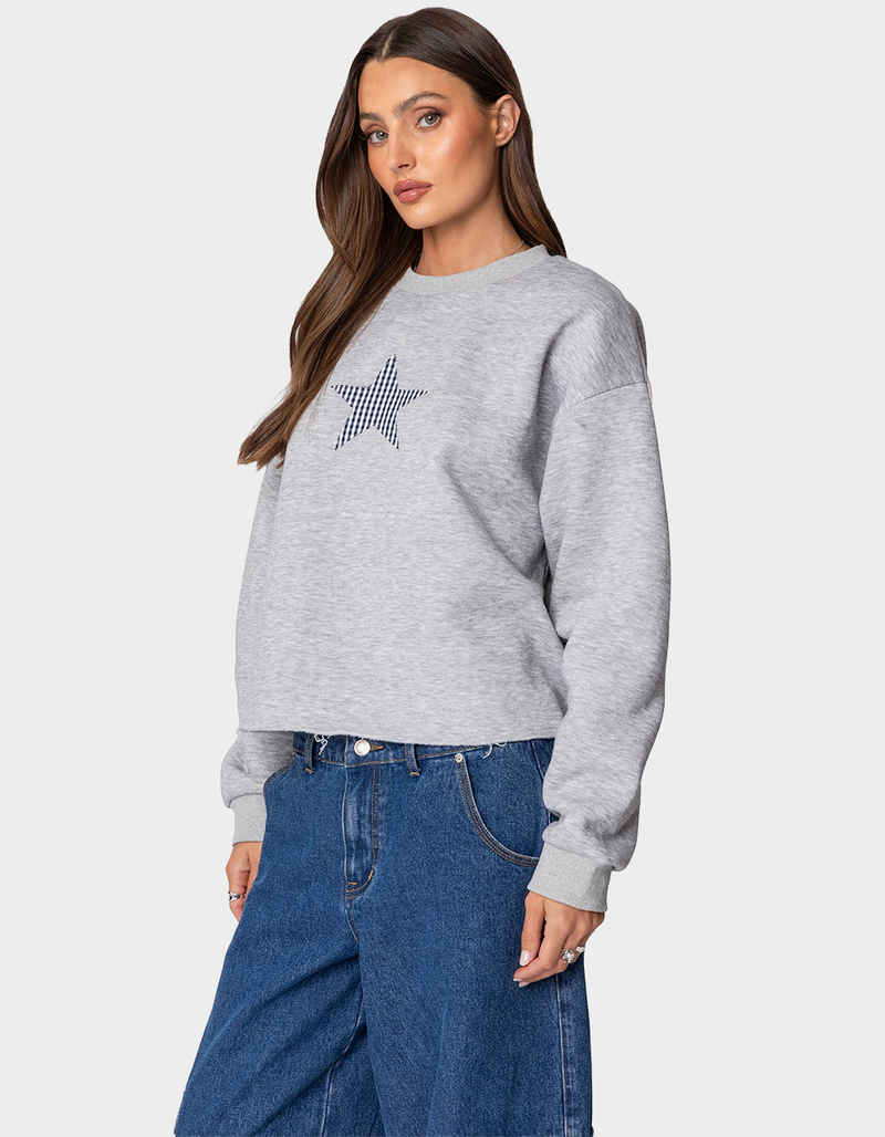 EDIKTED Gingham Star Sweatshirt image number 2