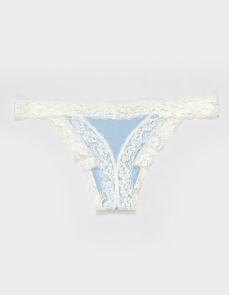 FULL TILT Rib Lace Trim Thong image number 1
