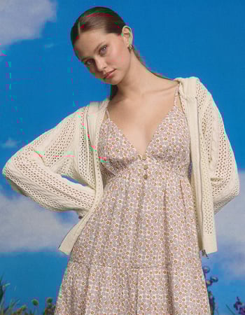 RSQ Womens Open Knit Zip-Up Hooded Sweater Alternative Image