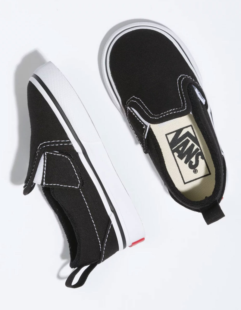 VANS Toddler Canvas Slip-On Black Velcro Shoes image number 1