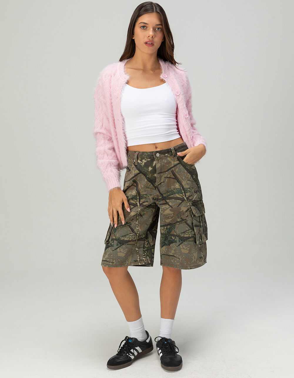 RSQ Womens Low Rise Cargo Camo Jorts - CAMO GREEN | Tillys