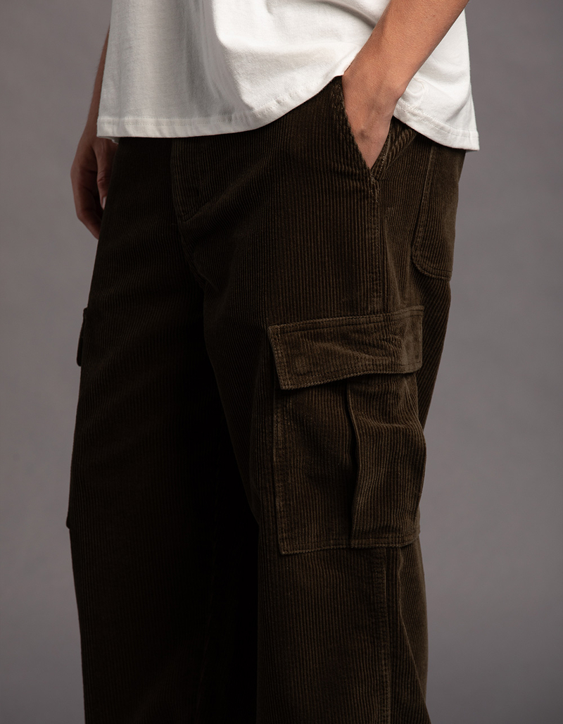RSQ Mens Loose Corduroy Cargo Pants DK GREEN Tillys