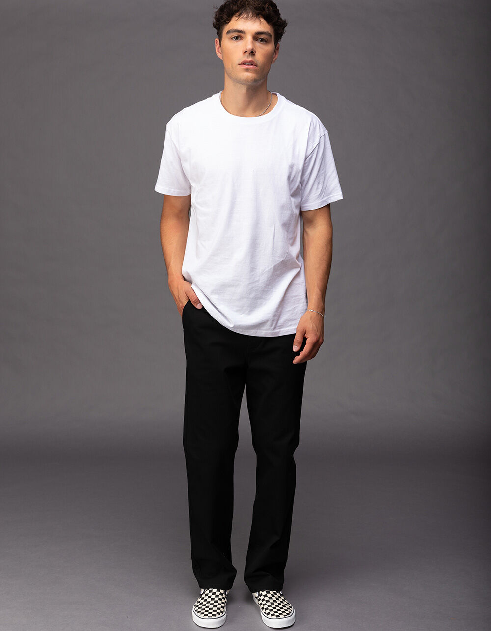 RSQ Mens Slim Straight Black Chinos 