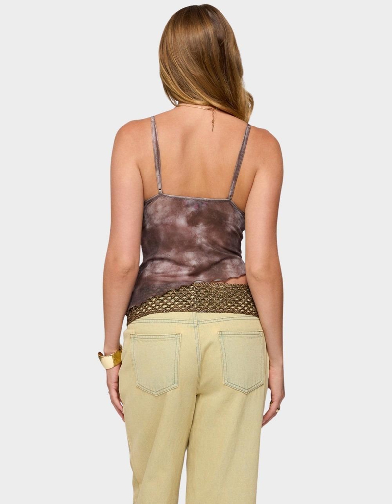 EDIKTED Embroidered Asymmetric Printed Mesh Top image number 2