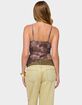 EDIKTED Embroidered Asymmetric Printed Mesh Top image number 3