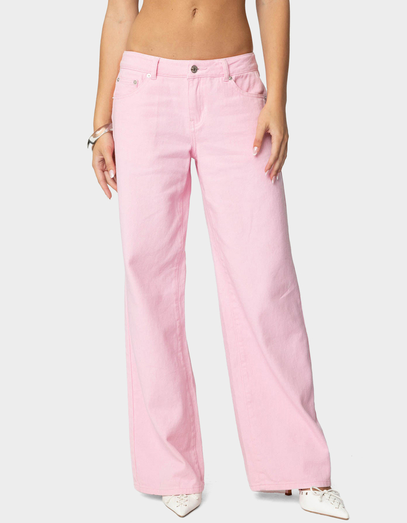 EDIKTED Roman Low Rise Slouchy Jeans PINK Tillys