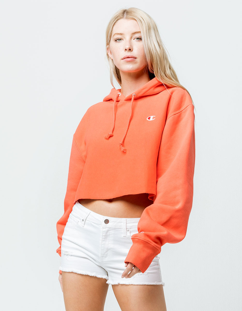 CHAMPION Reverse Weave Papaya Womens Crop Hoodie image number 0