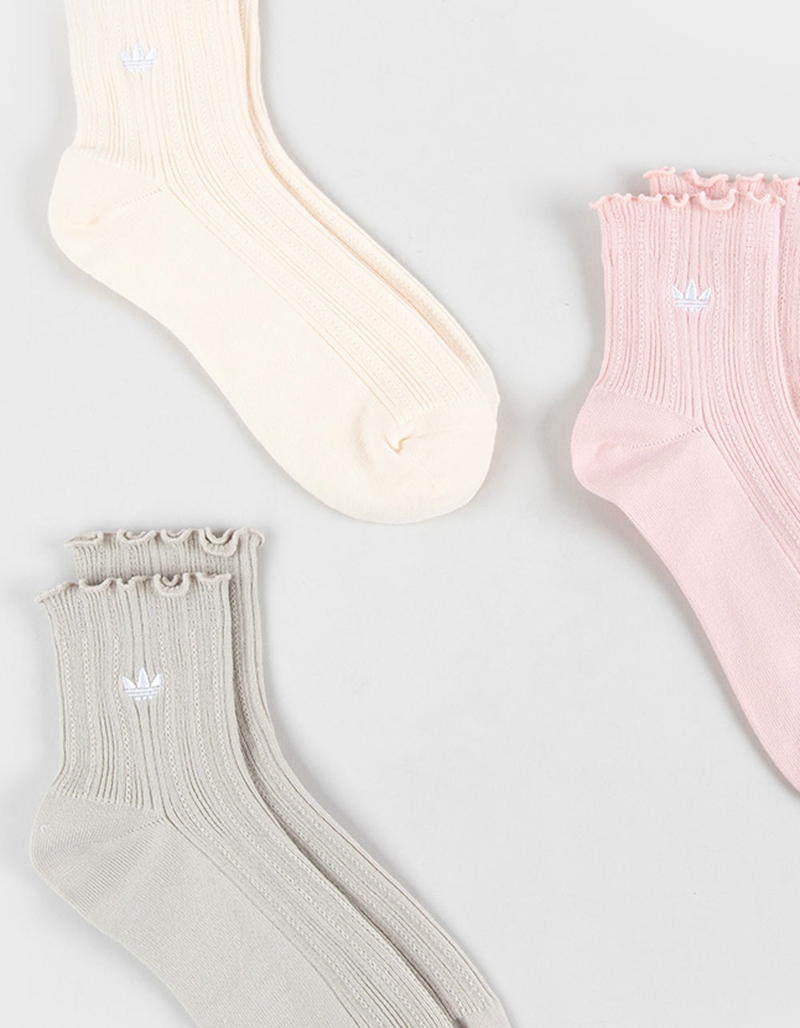 ADIDAS Originals 3 Pack Ruffle Quarter Womens Socks image number 1