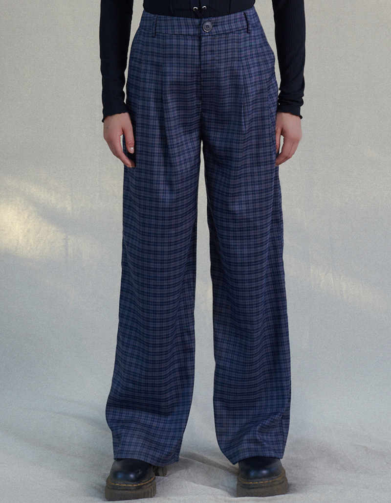 WEST OF MELROSE Womens Plaid Seamed Wide Leg Pants image number 1