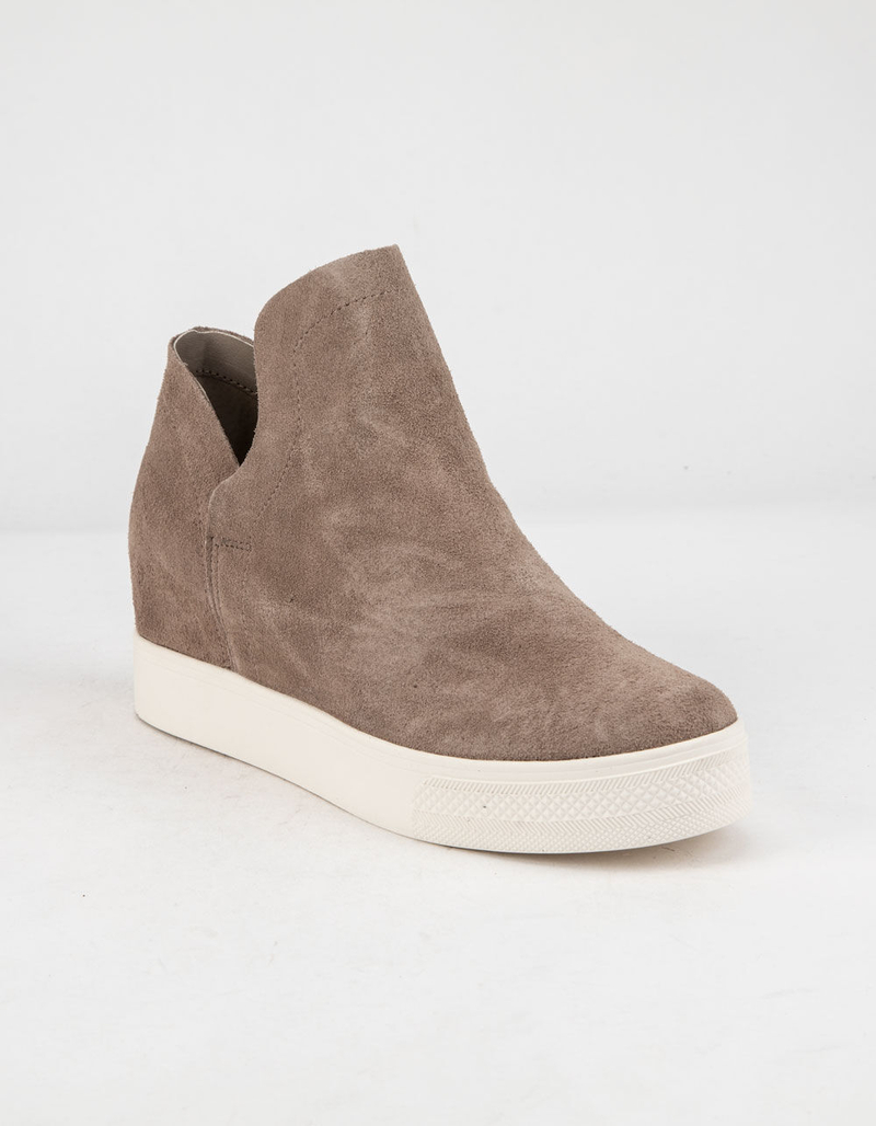 STEVE MADDEN Wrangle Taupe Suede Platform Shoes image number 3