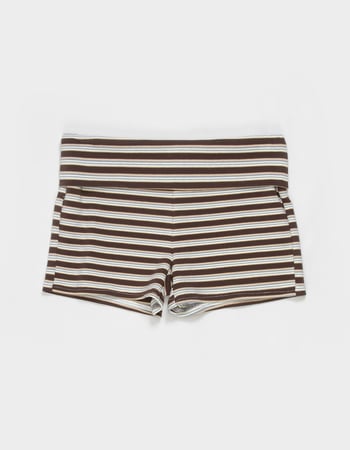 FULL TILT Stripe Fold Over Girls Micro Shorts Alternative Image