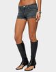 EDIKTED Whitlie Contrast Stitch Denim Micro Shorts image number 2