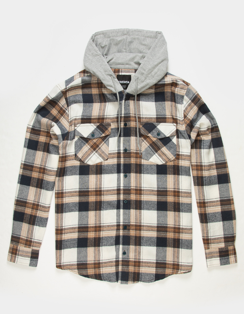RSQ Mens Plaid Hooded Flannel image number 1